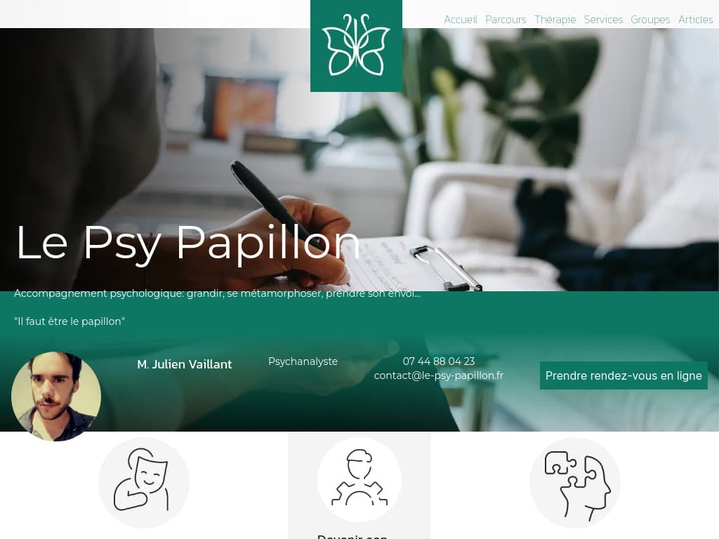 Aperçu du site Le psy papillon